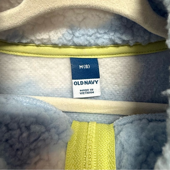 Old Navy Girls Blue Cloud Print Sherpa Fleece Zip Jacket Size M (8) - Picture 3 of 3